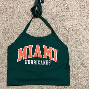 Miami Hurricanes Green Halter Tank Top
